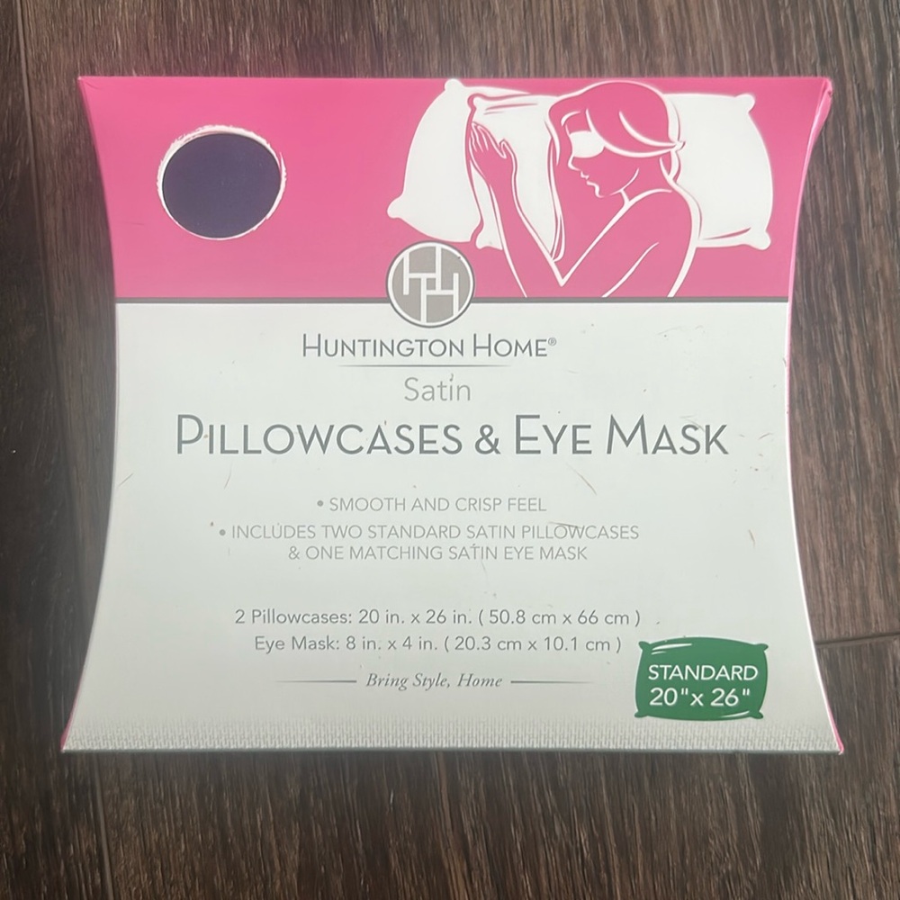 NWT satin pillowcase and eye mask
